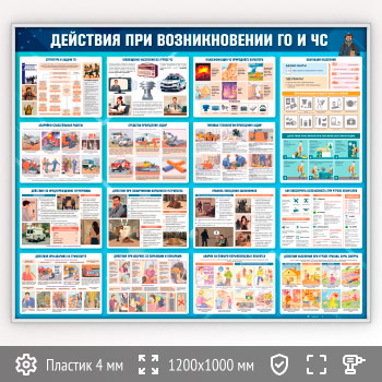 Стенд «Действия при возникновении ГО и ЧС» (GO-46-SILVER)